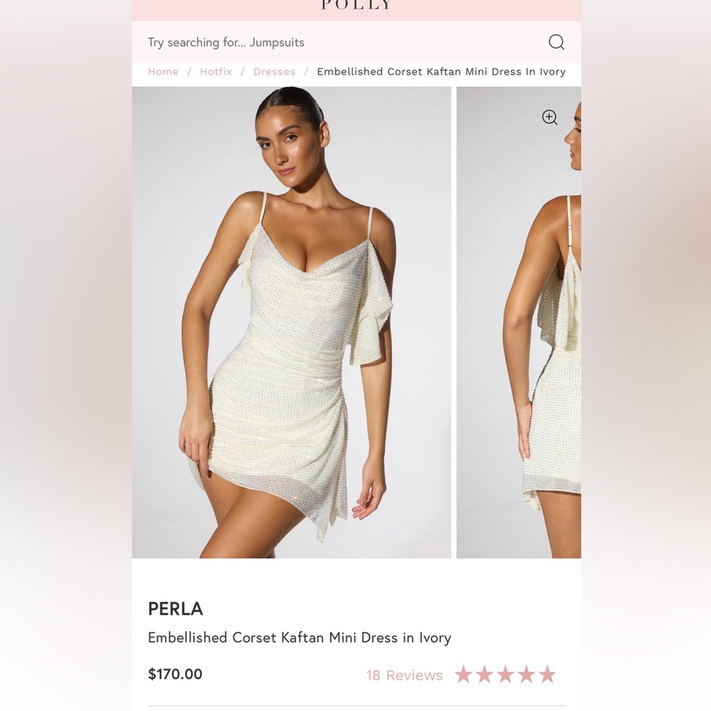 Oh Polly Ivory Embellished Corset Kaftan Mini Dress